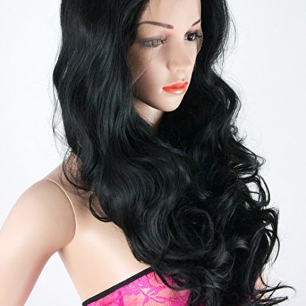Black Wavy Curly Lace Front Wig - inches - Thumbnail 2