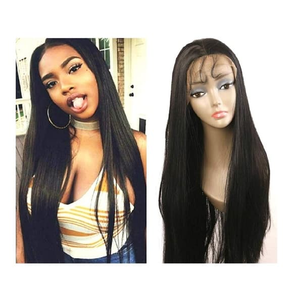 Black Straight Lace Front Wig - Thumbnail 9