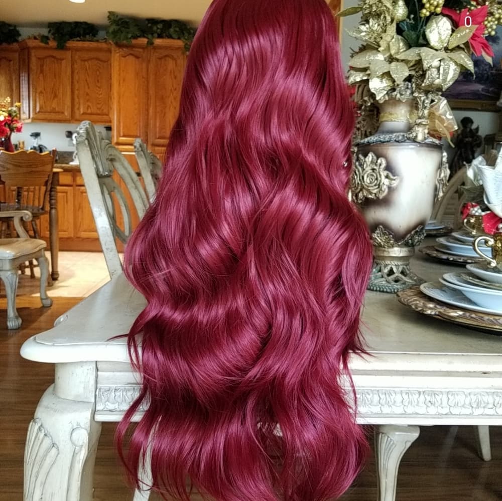 Dark Red Lace Front Wig - Thumbnail 2