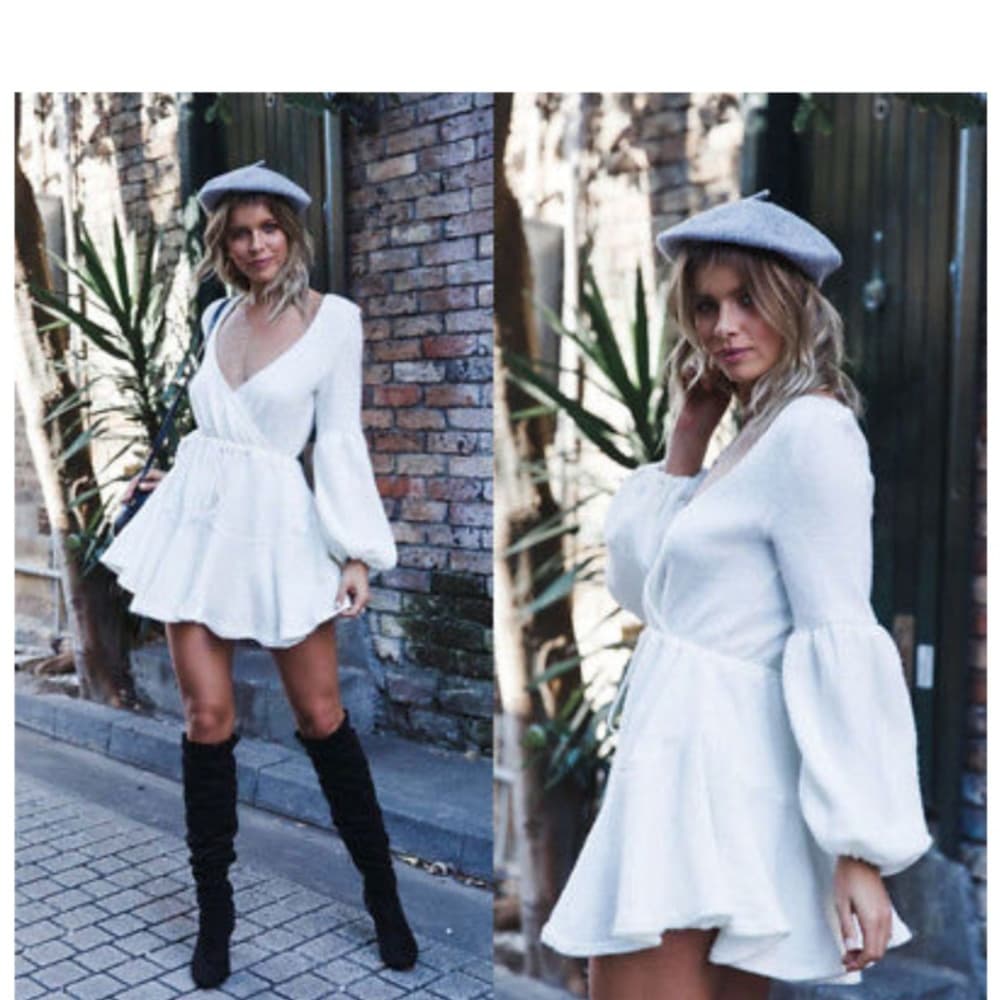 Long Sleeve Sexy Mini Cocktail Dress - Thumbnail 6