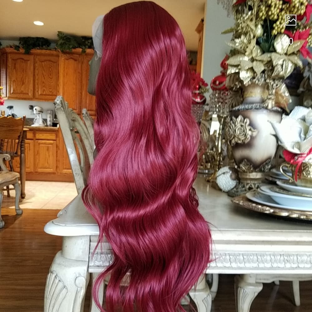Dark Red Lace Front Wig - Thumbnail 3
