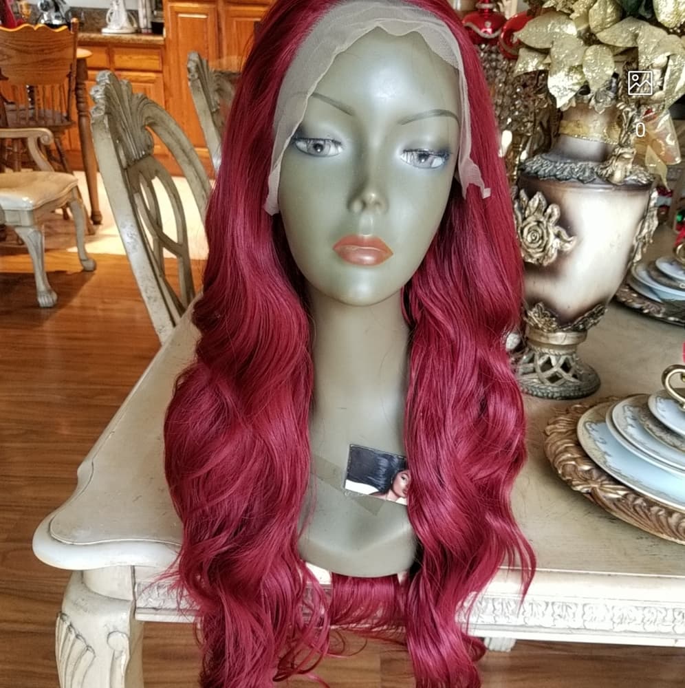 Dark Red Lace Front Wig - Thumbnail 7