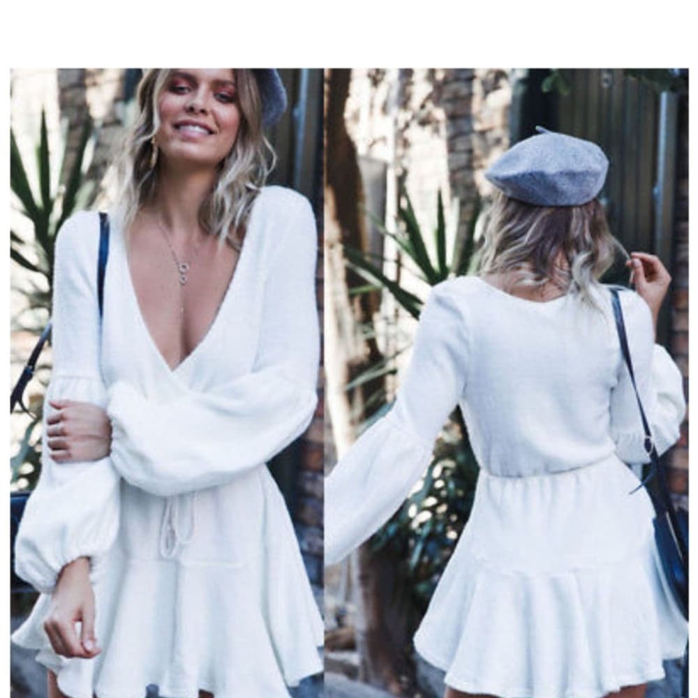 Long Sleeve Sexy Mini Cocktail Dress - Thumbnail 2