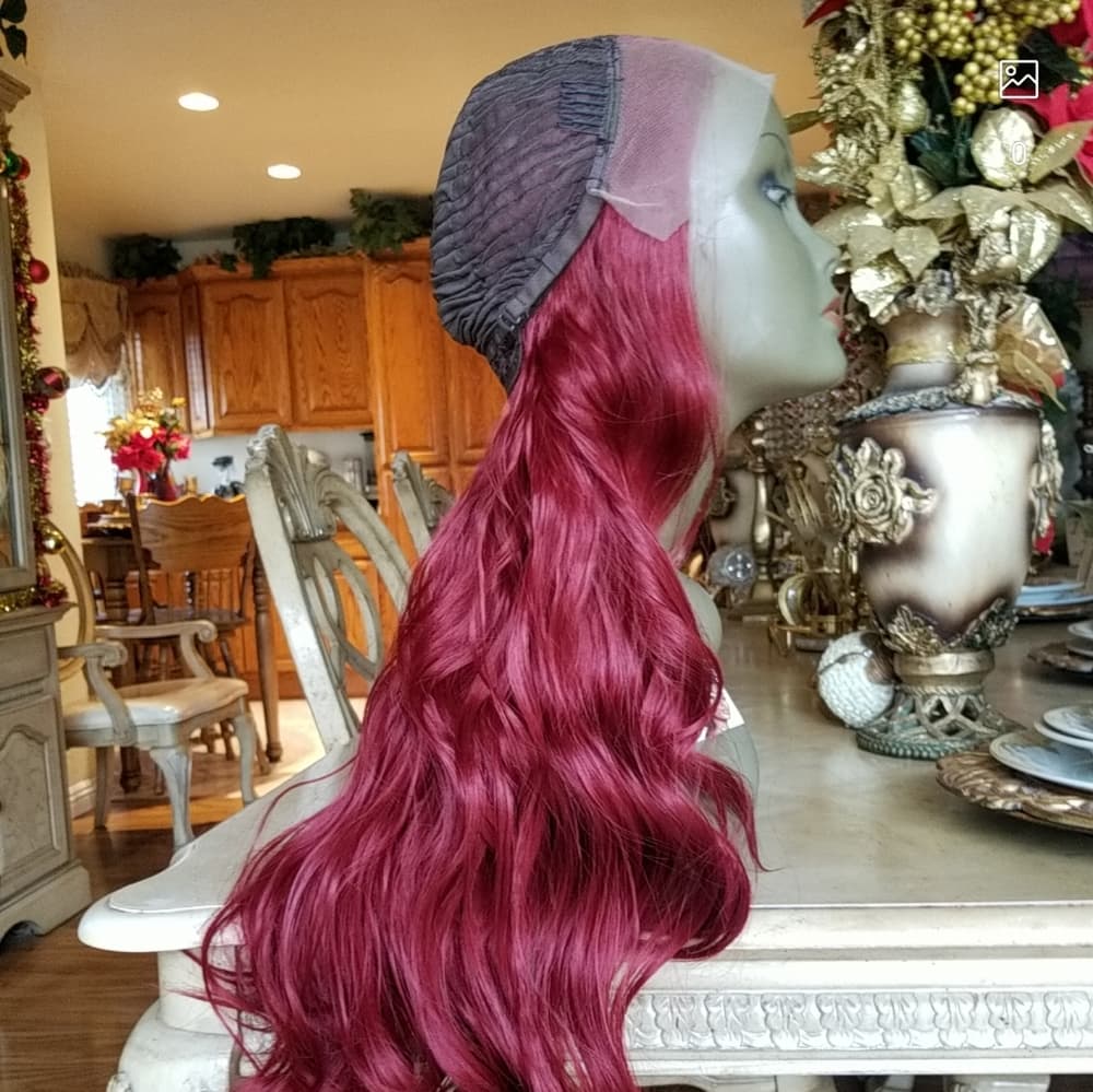 Dark Red Lace Front Wig - Thumbnail 6