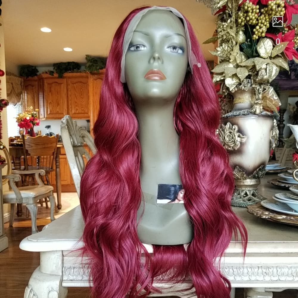 Dark Red Lace Front Wig - Thumbnail 8