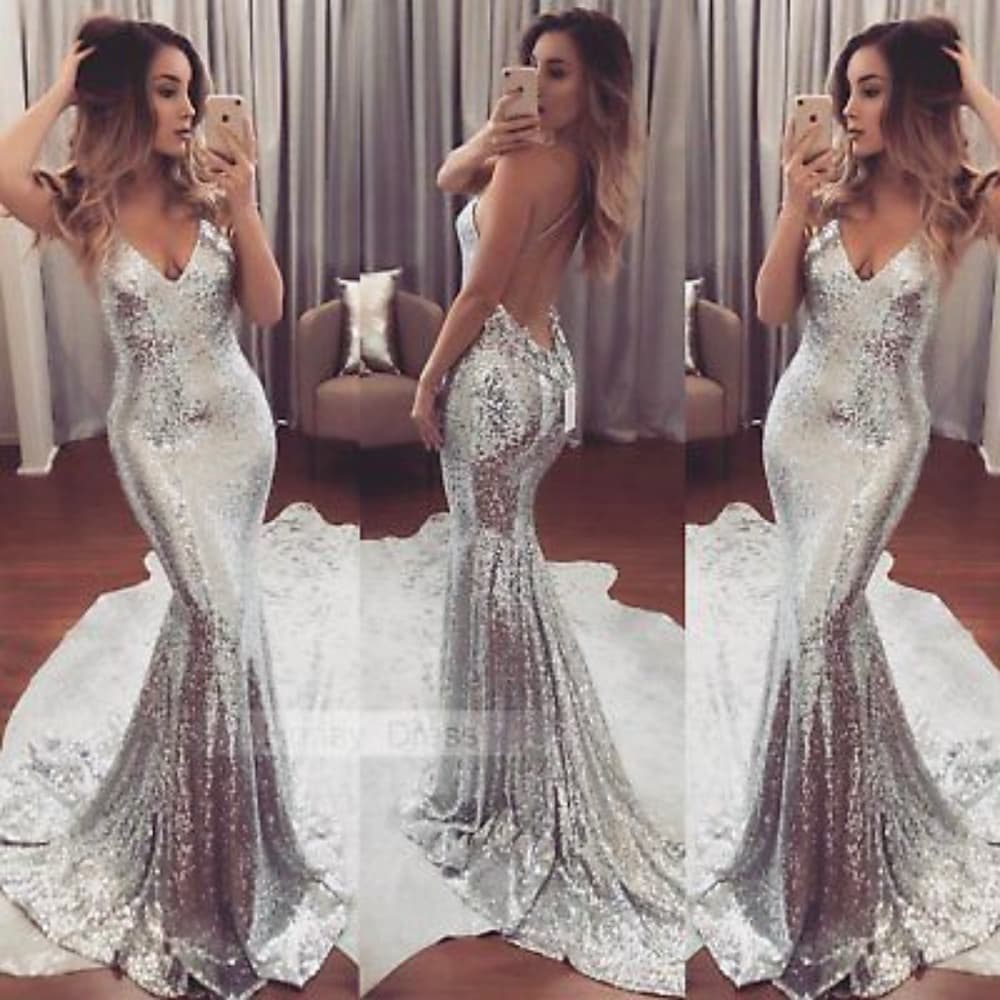 Beautiful Sequin Ball Gown Dress - Thumbnail 3