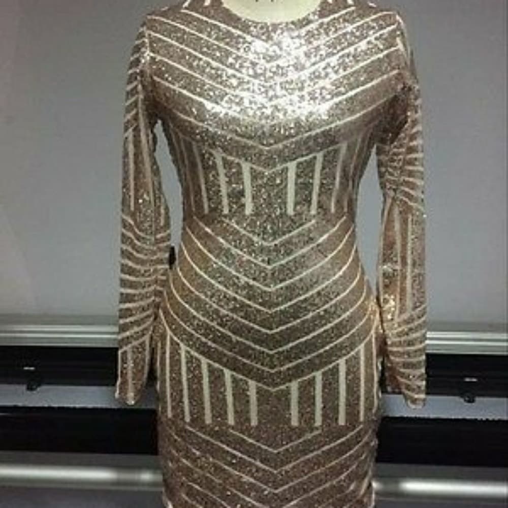 Shimmery Beautiful Bodycon Dress - Thumbnail 3