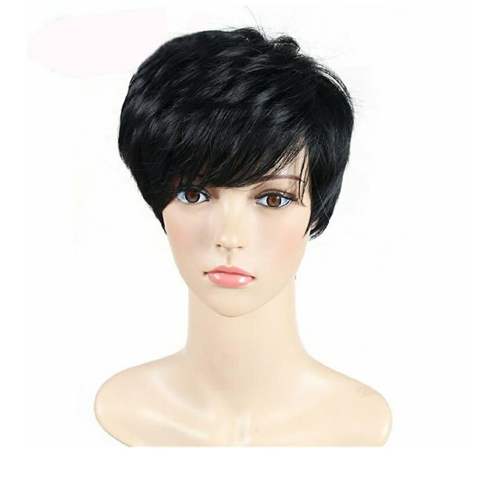 Black Short Heat Resistant Wig - Thumbnail 3