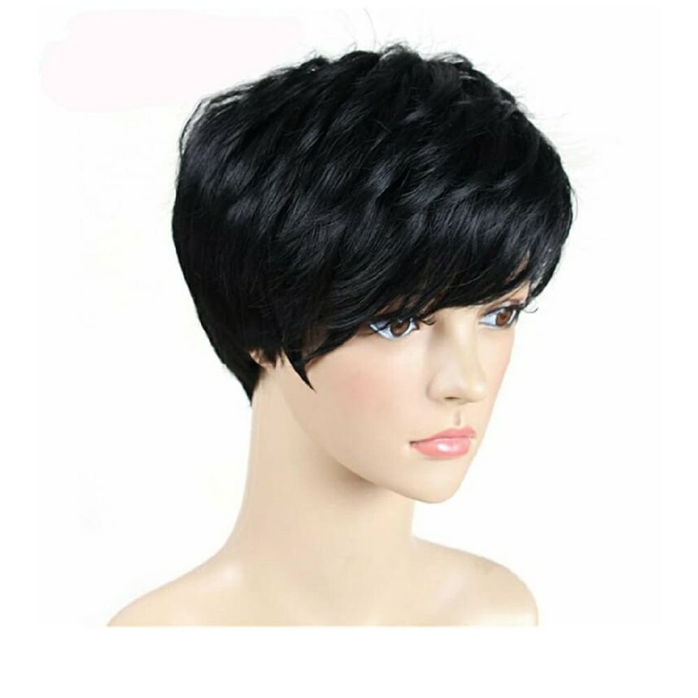 Black Short Heat Resistant Wig - Thumbnail 2