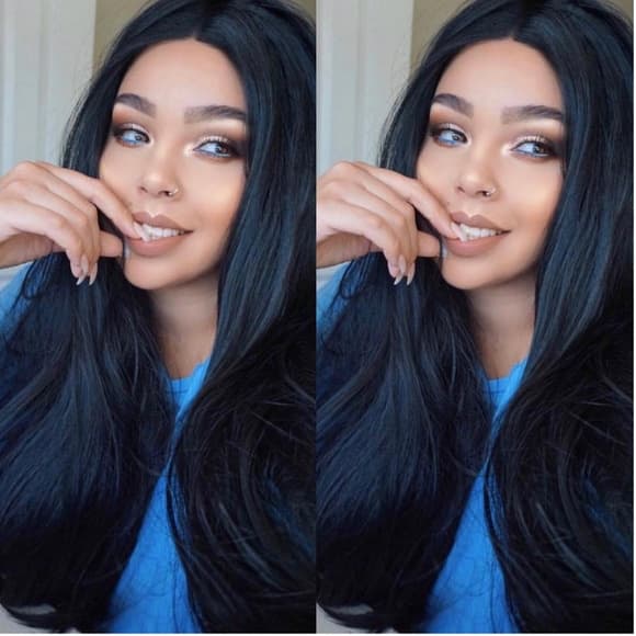 Black Straight Beauty Lace Front Wig - Thumbnail 2