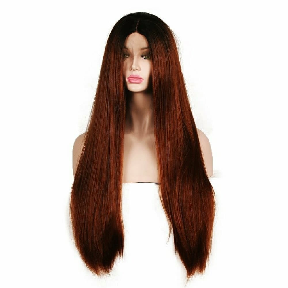 Ombre Red Brown Lace Front Wig - Thumbnail 2