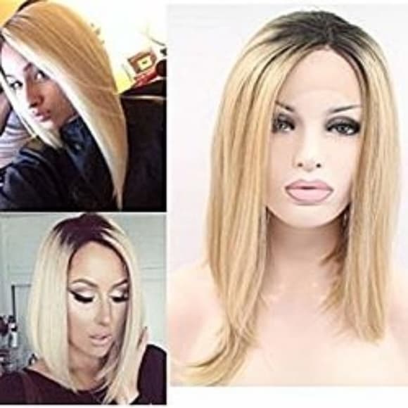 Ombre Black Blonde Lace Front Wig - Thumbnail 2