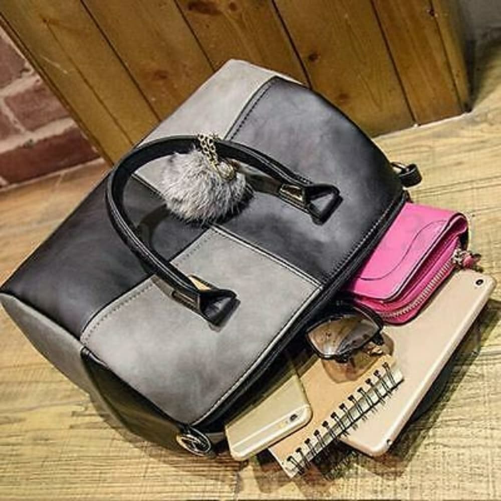 Black Leather Shoulder Handbag - Thumbnail 4
