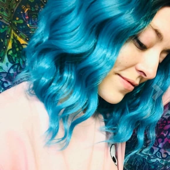 Hombre Turquoise Blue Beauty Full Wig - Thumbnail 3