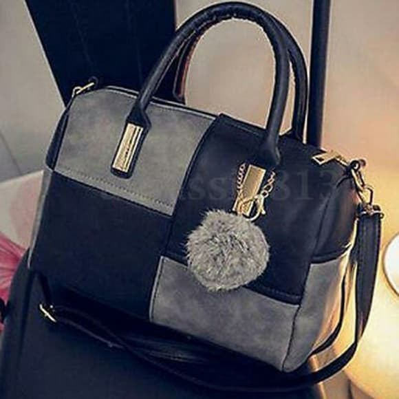 Black Leather Shoulder Handbag - Thumbnail 9