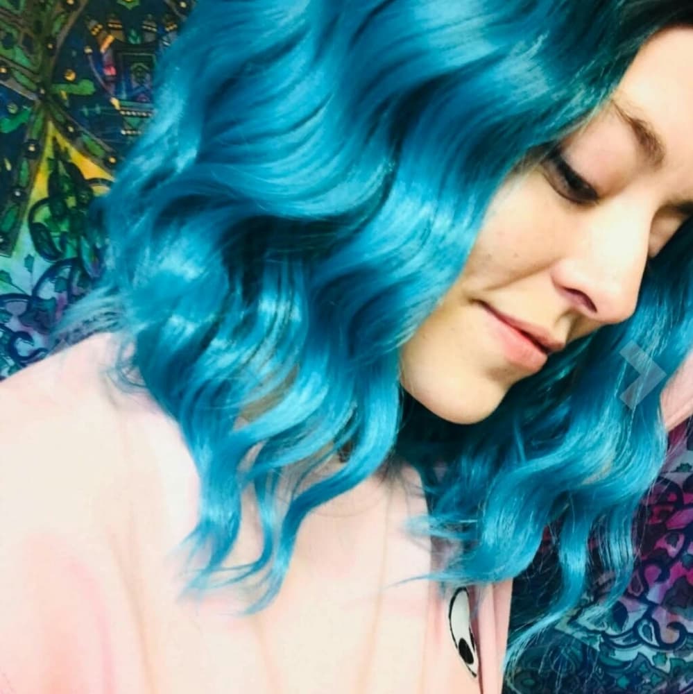 Hombre Turquoise Blue Beauty Full Wig - Thumbnail 2