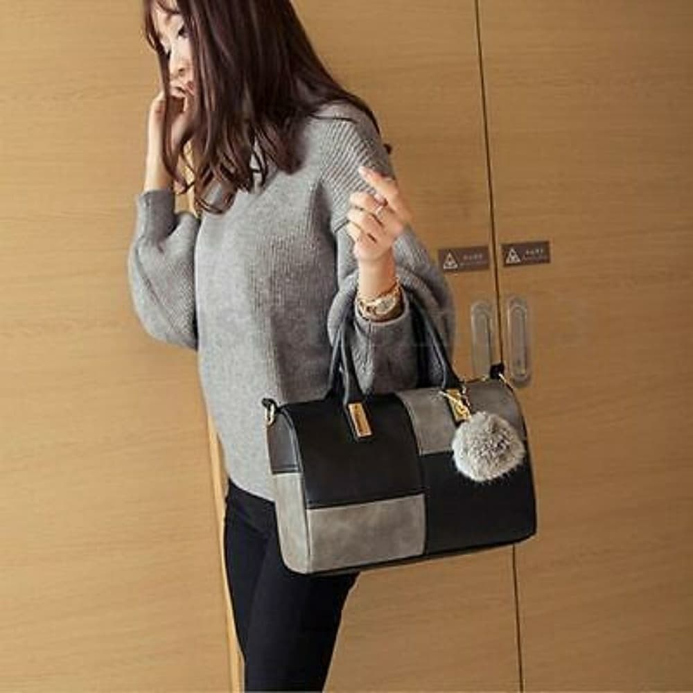 Black Leather Shoulder Handbag - Thumbnail 3