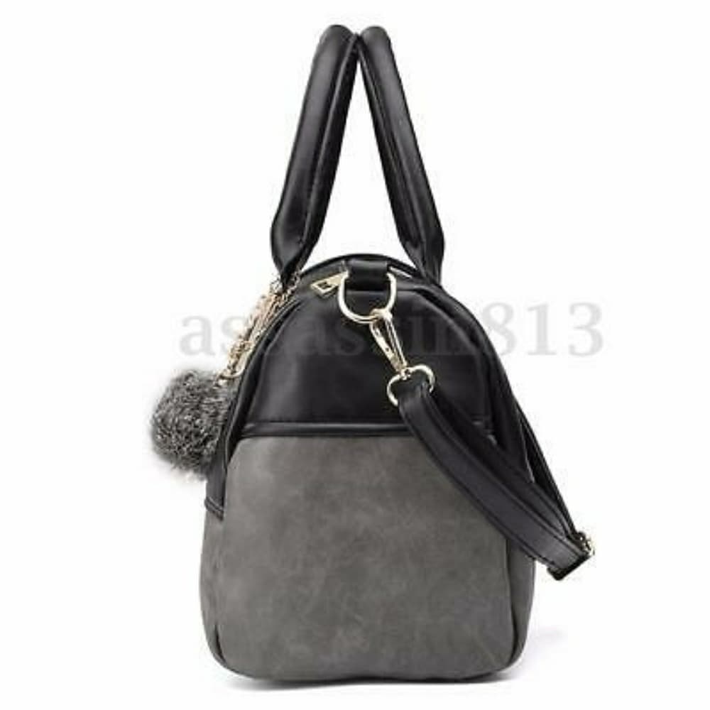 Black Leather Shoulder Handbag - Thumbnail 5