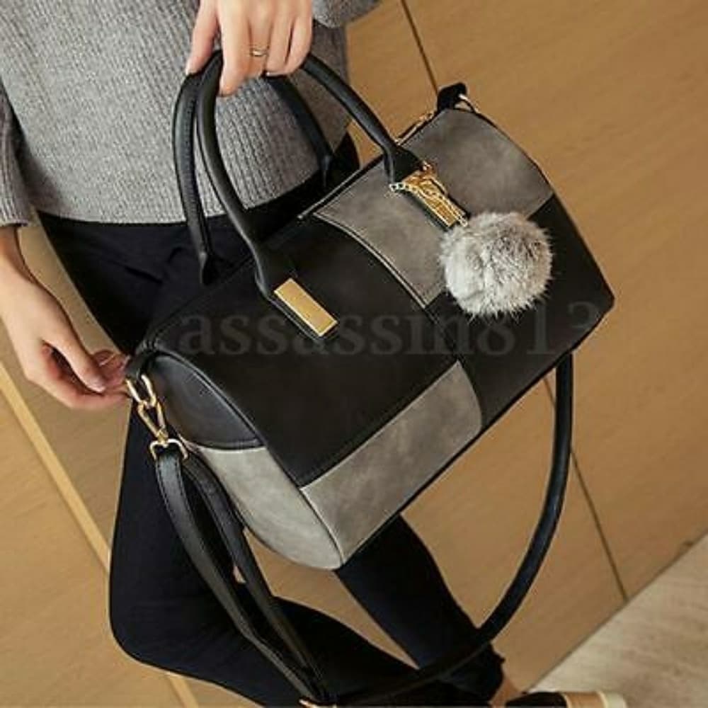 Black Leather Shoulder Handbag - Thumbnail 2