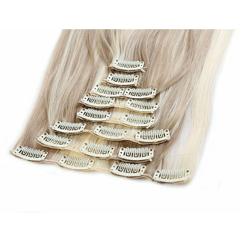 Sandy Blonde &Bleach Blonde Full Head Clip in Exte - Thumbnail 2