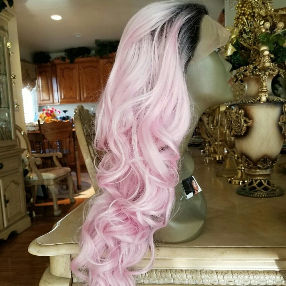 Ombre Pink Lace Front Wig 22-24 inches - Thumbnail 3