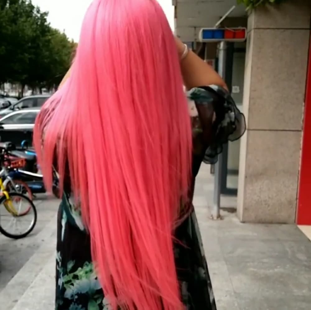 Ombre Black Pink Gull lace Wig, part anywhere - Thumbnail 2