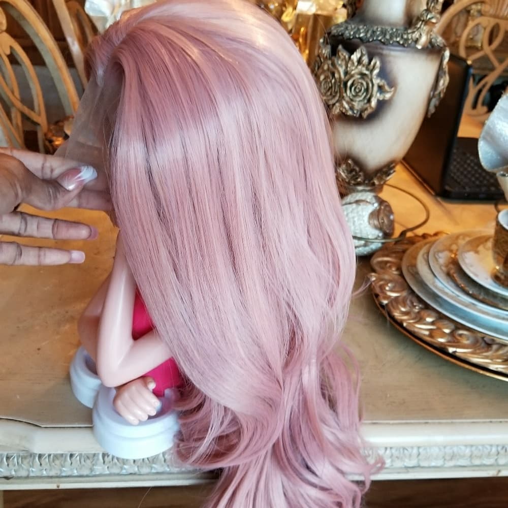 Pink Wavy Beauty Lace Front Wig 22-26 inches - Thumbnail 5