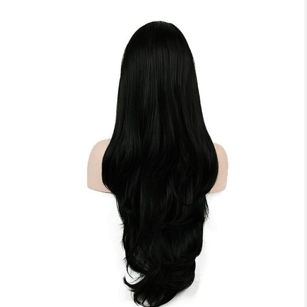 Black Layered Straight Lace Front Wig 24-26 inches - Thumbnail 3