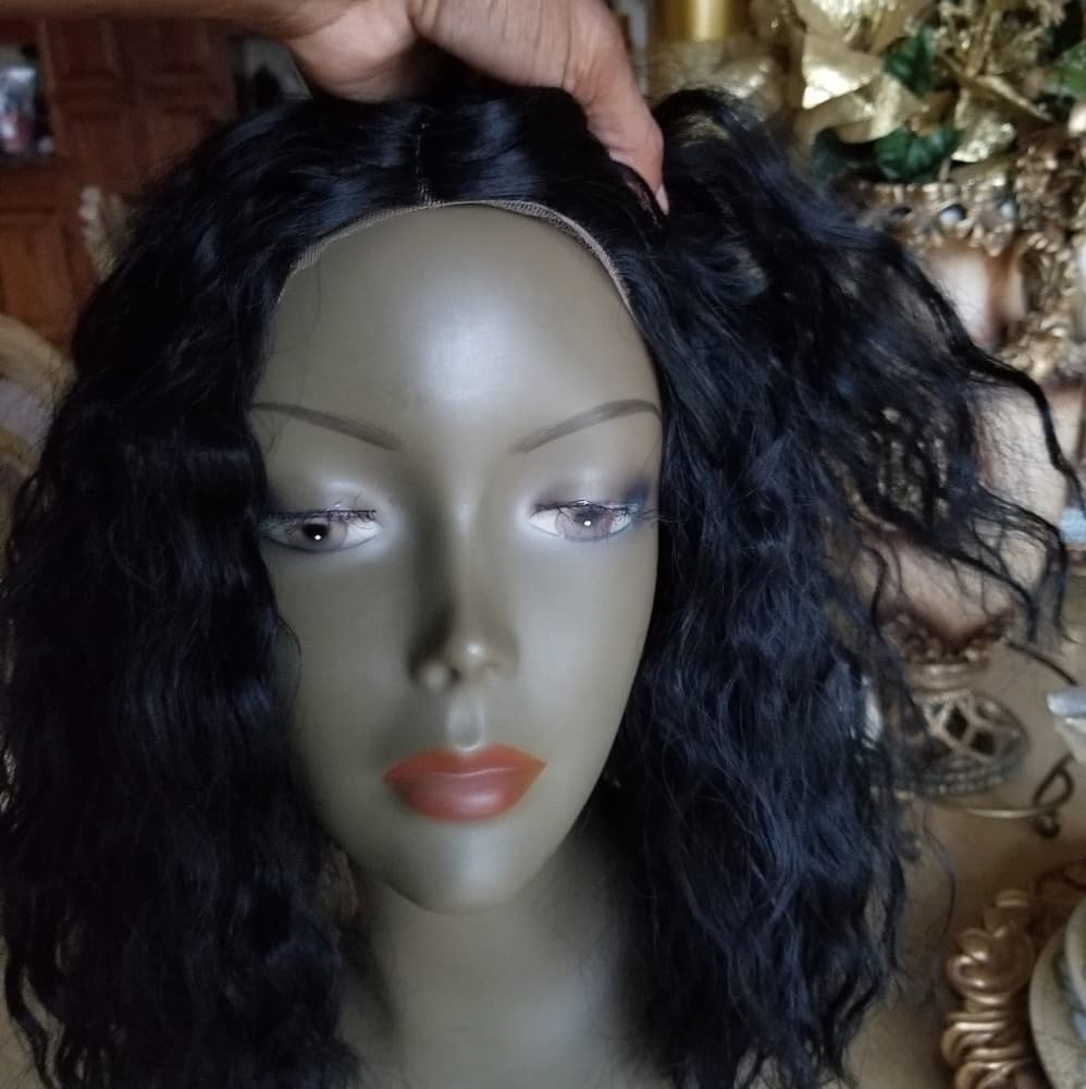 Curly Human Hair Blend Lace Wig - Thumbnail 7