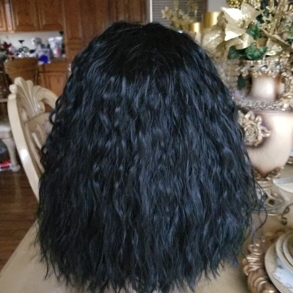 Curly Human Hair Blend Lace Wig - Thumbnail 3