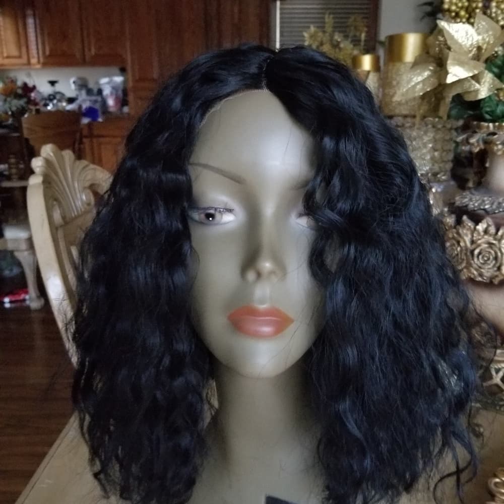 Curly Human Hair Blend Lace Wig - Thumbnail 6