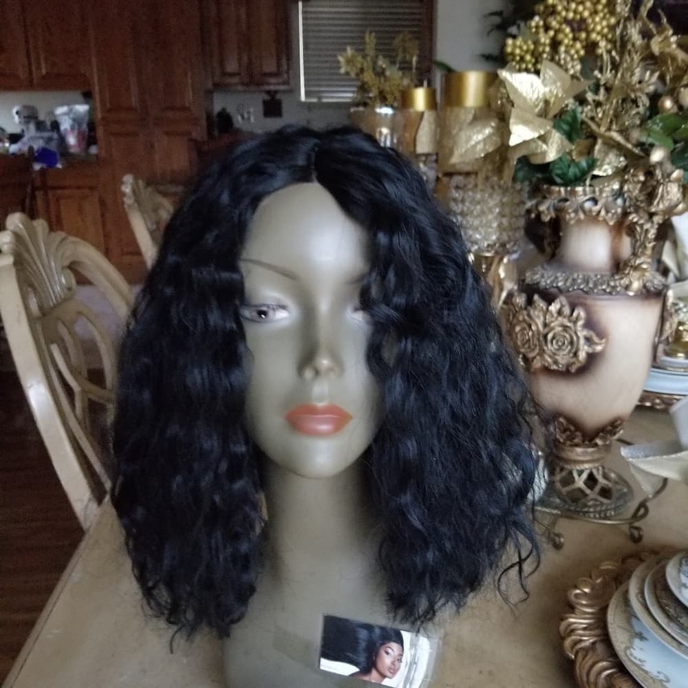 Curly Human Hair Blend Lace Wig - Thumbnail 8