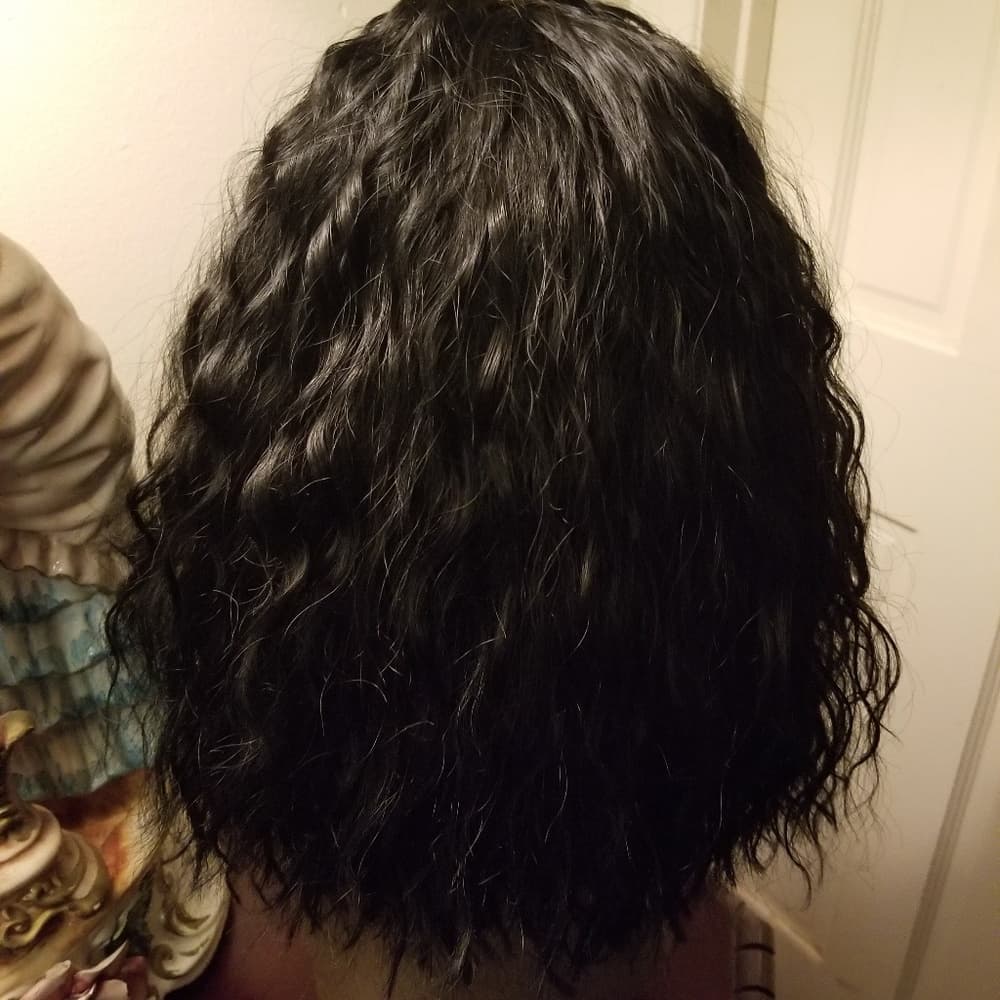 Curly Human Hair Blend Lace Wig - Thumbnail 5