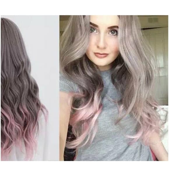 Ombrr Gray Pink Beauty Wig - Thumbnail 5
