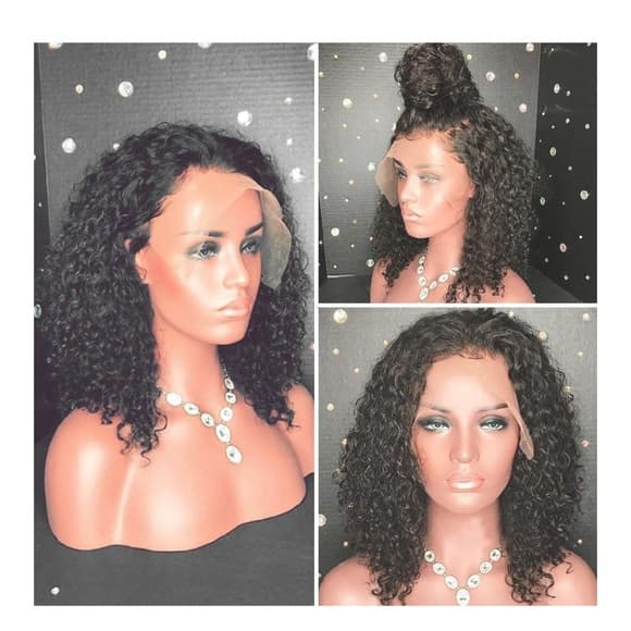 Curly Human Hair Lace Front Wig 12-14 inches - Thumbnail 8