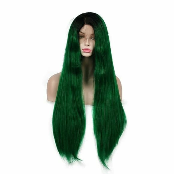 Black Green Lace Front Wig - Thumbnail 4