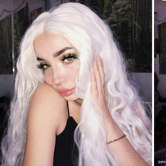 White Gray Wavy Lace Front Wig - Thumbnail 2