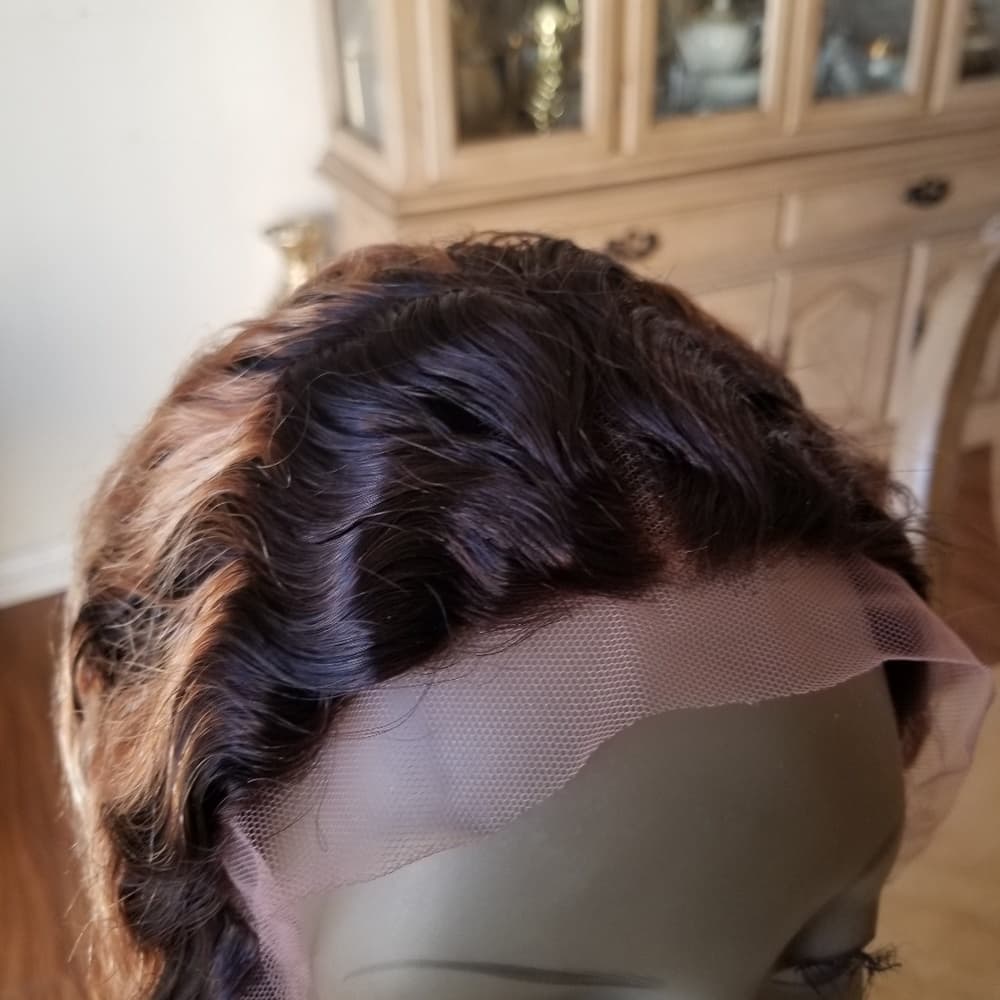 Ombre Curly Lace Front Human Hair Wig 18-20 inches - Thumbnail 7