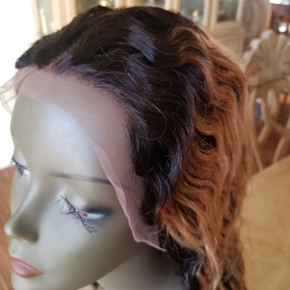 Ombre Curly Lace Front Human Hair Wig 18-20 inches - Thumbnail 3