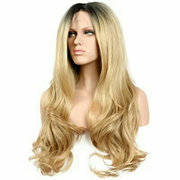 Bodywave Short Dark Roots Ombre Blonde Synthetic L