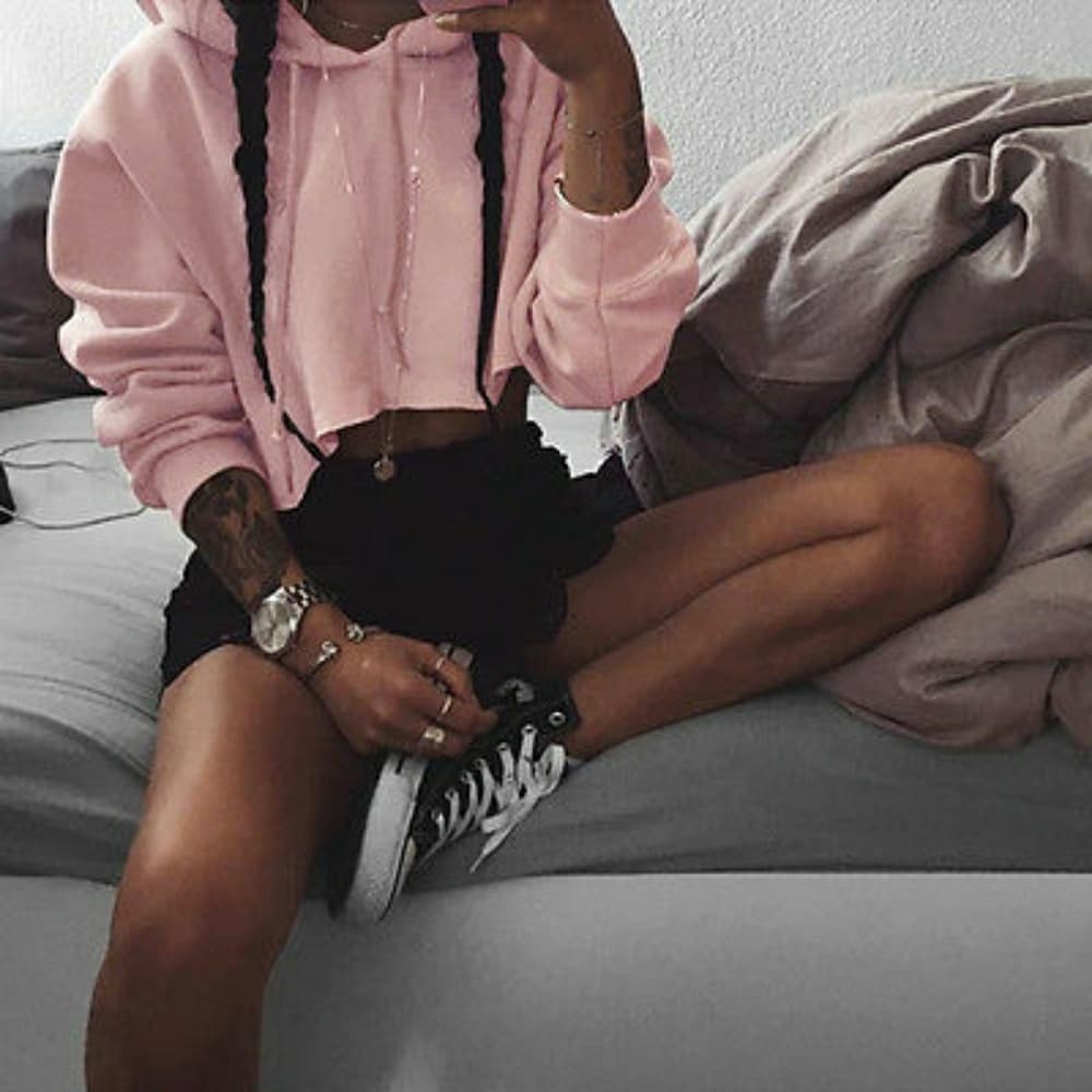 Beautiful Hooded Crop Top - Thumbnail 4