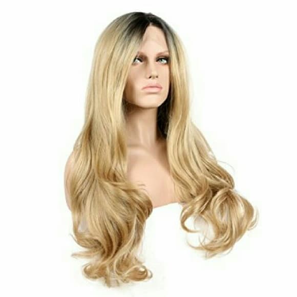 Bodywave Short Dark Roots Ombre Blonde Synthetic L - Thumbnail 2