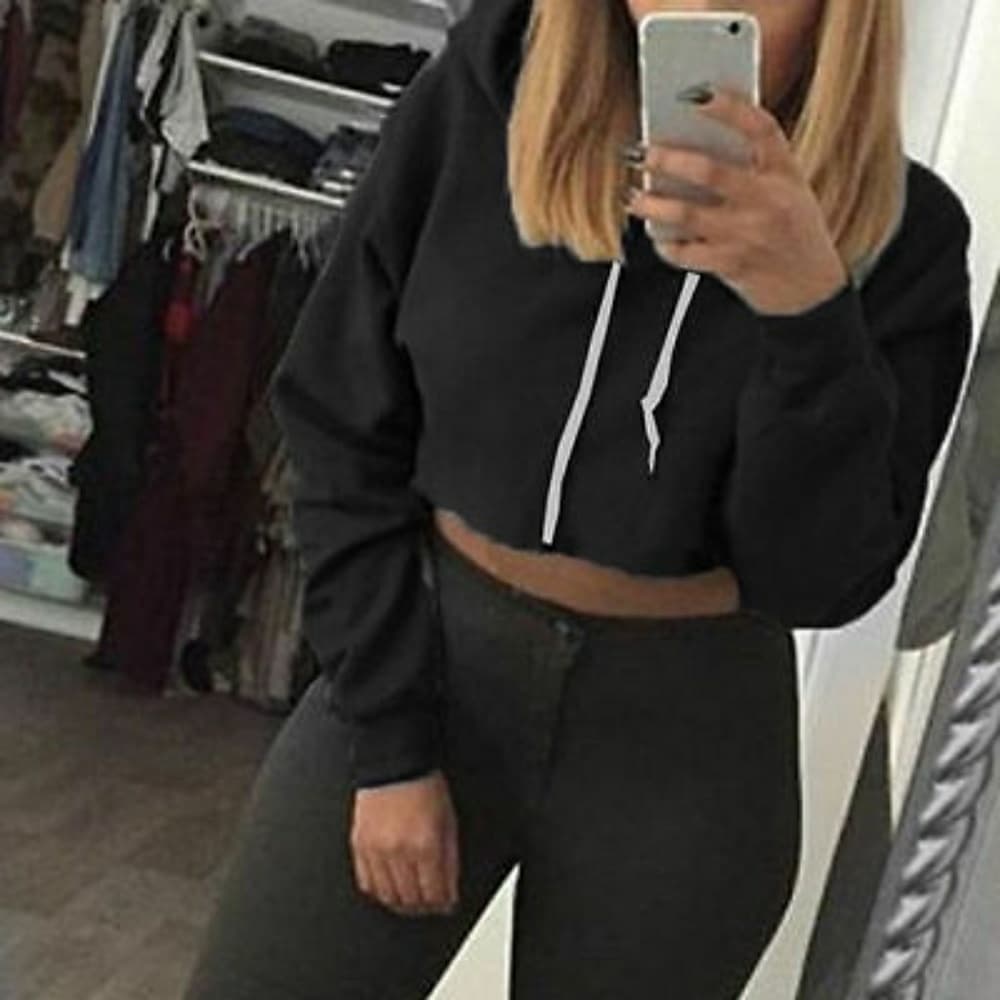Beautiful Hooded Crop Top - Thumbnail 3