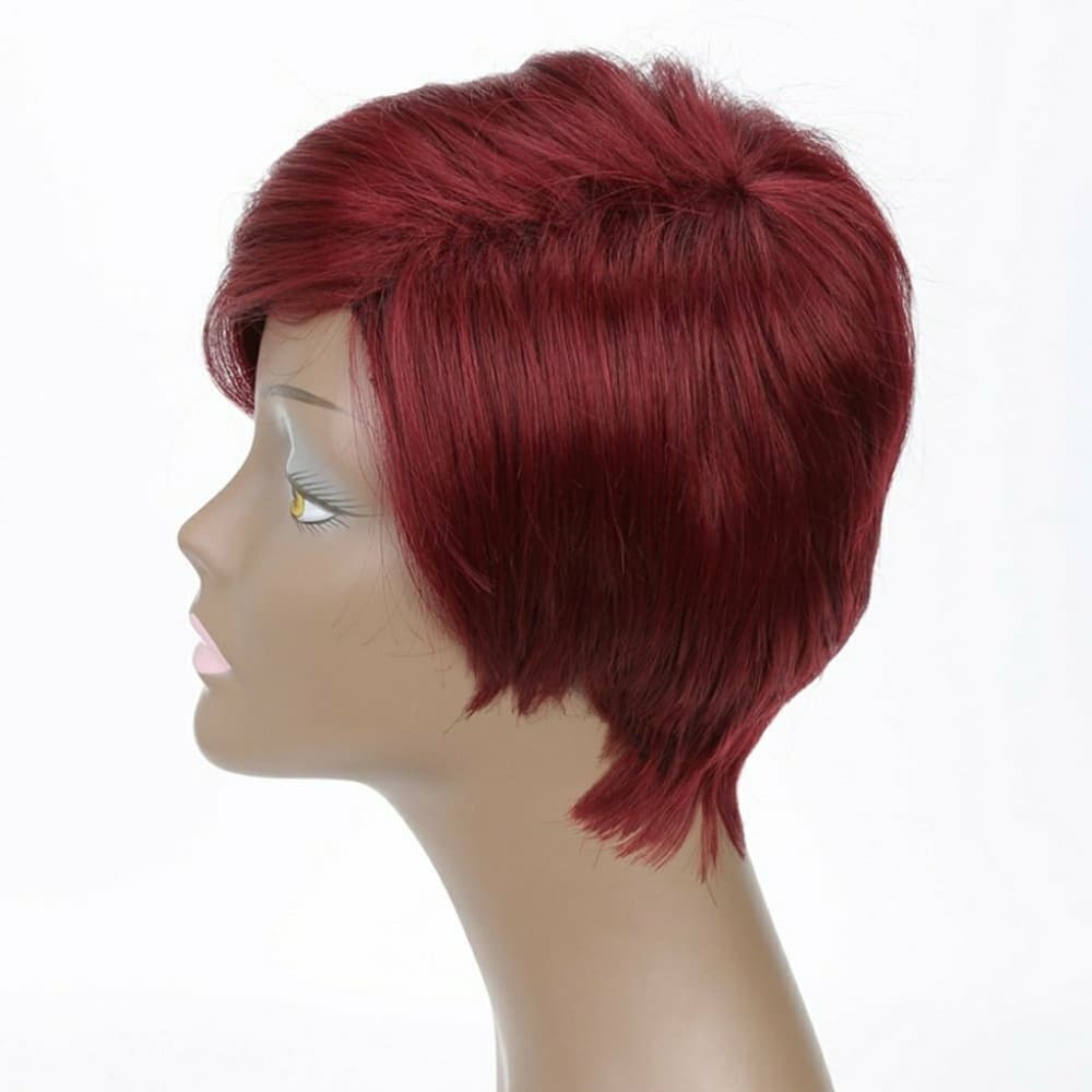 Red Beauty Short Wig Human Hair Blend - Thumbnail 4