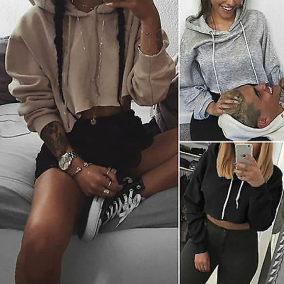 Beautiful Hooded Crop Top - Thumbnail 8