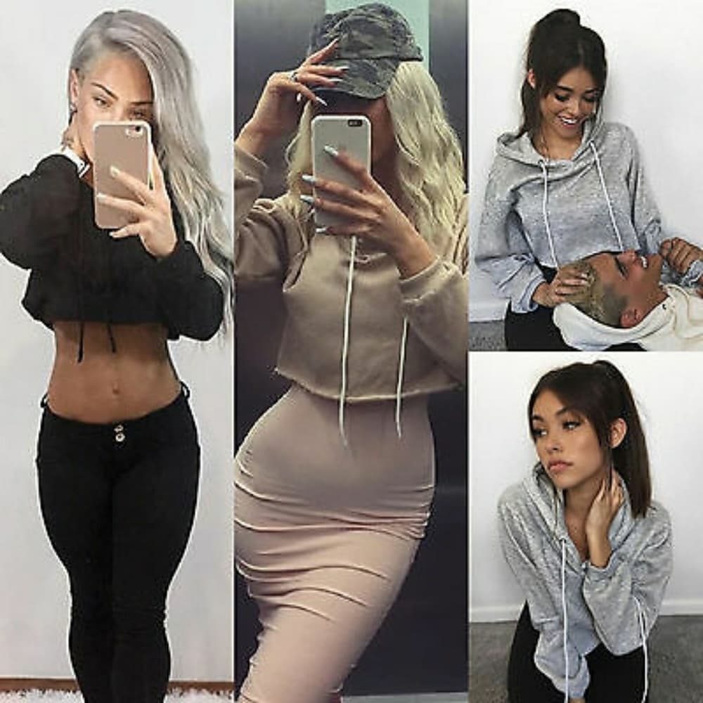 Beautiful Hooded Crop Top - Thumbnail 2