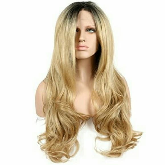 Bodywave Short Dark Roots Ombre Blonde Synthetic L - Thumbnail 4