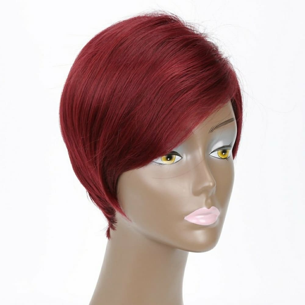 Red Beauty Short Wig Human Hair Blend - Thumbnail 2