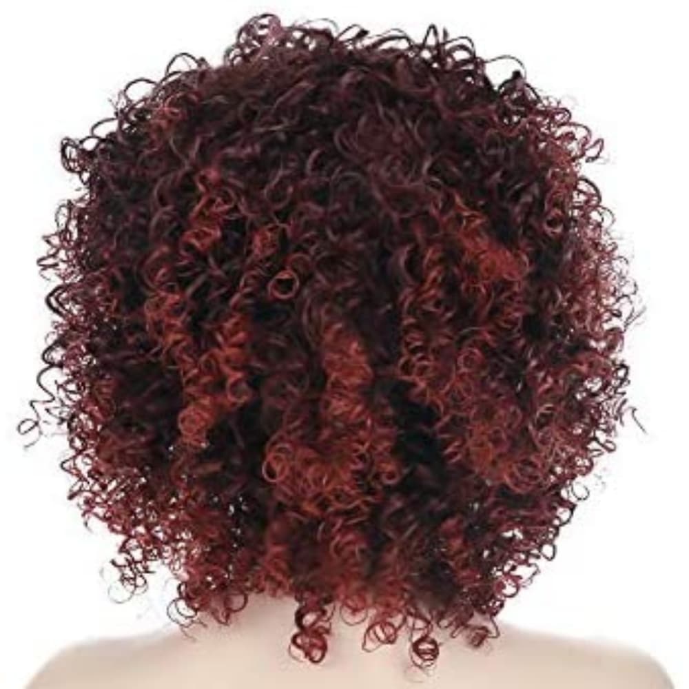 Dark Red Brown Afri Curly Full wig - Thumbnail 4