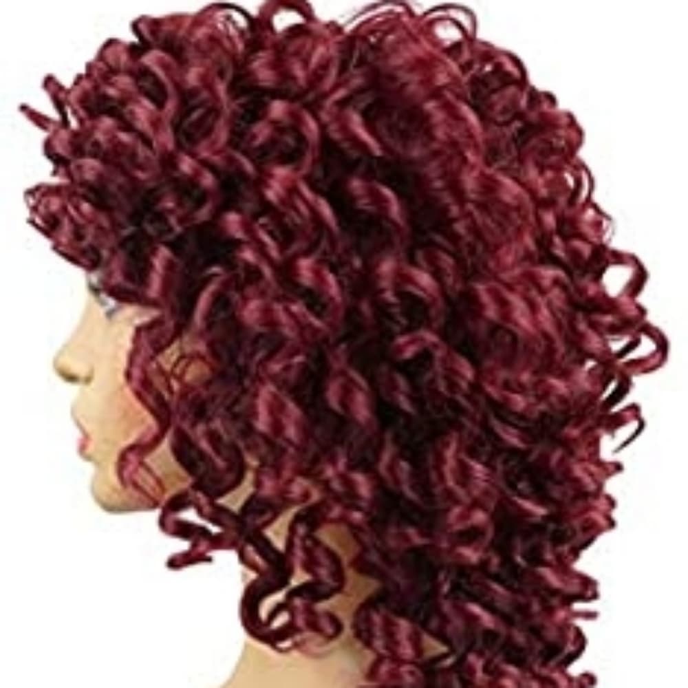 Dark Red Curly Beauty Full Wig - Thumbnail 2